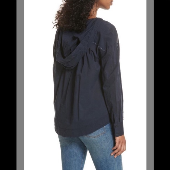 NWT Free People Breezy Buttondown Hoodie Navy S - Picture 3 of 8